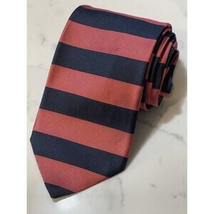 Vintage Brooks Brothers Makers Pink Navy Silk Striped Repp Tie 58 x 3.75 USA